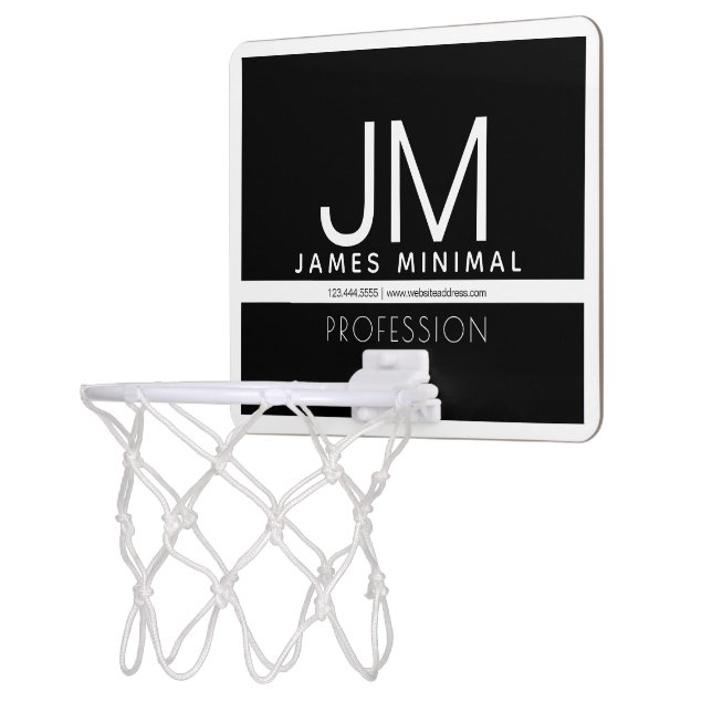 Modern Professional Minimal Design | Black & White Mini Basketball Hoop (Left)