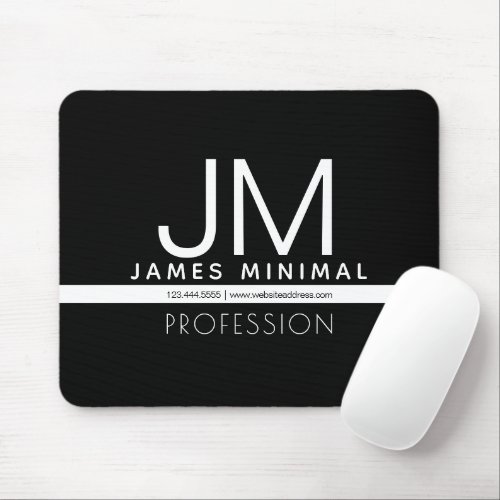 Modern Professional Minimal Design  Black  White Mouse Pad