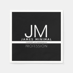 Modern Professional Minimal Design   Black & White Napkins