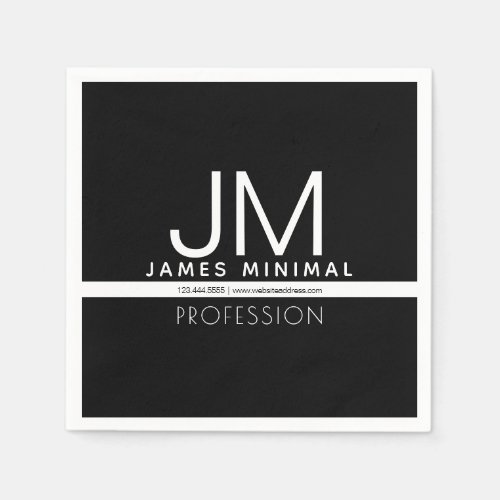 Modern Professional Minimal Design  Black  White Napkins