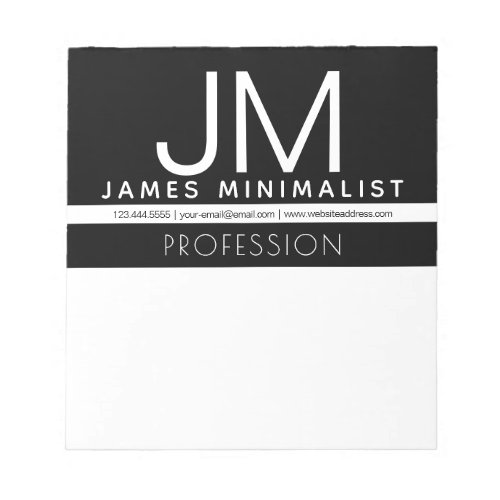 Modern Professional Minimal Design  Black  White Notepad