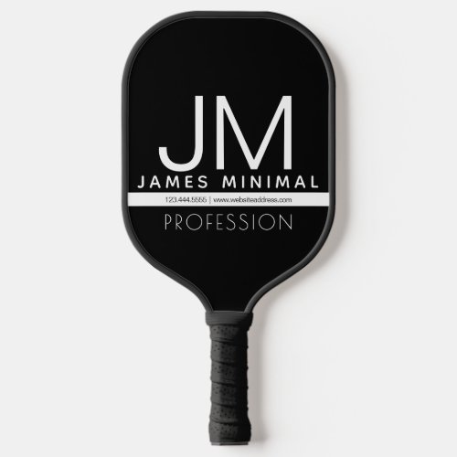 Modern Professional Minimal Design  Black  White Pickleball Paddle