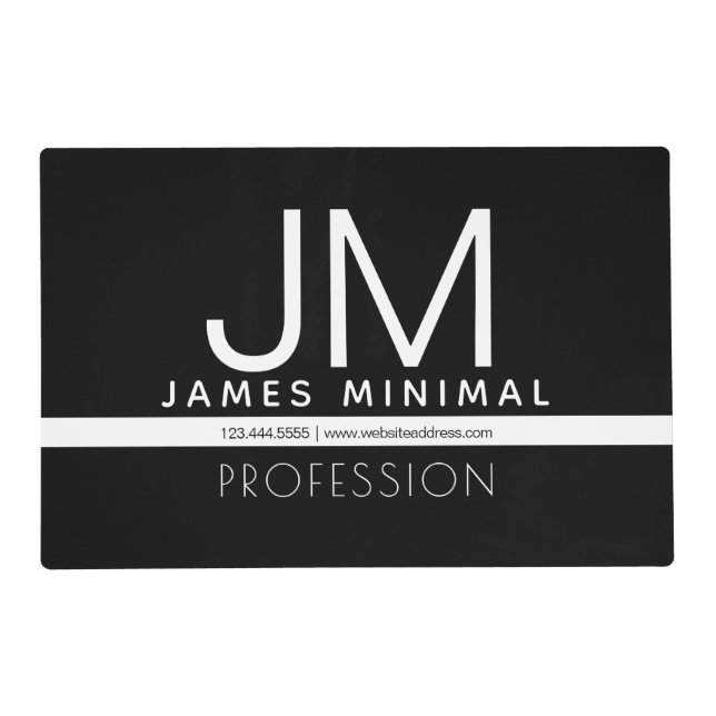 Modern Professional Minimal Design | Black & White Placemat (Front)