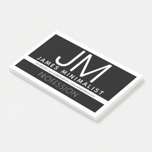 Modern Professional Minimal Design  Black  White Post_it Notes