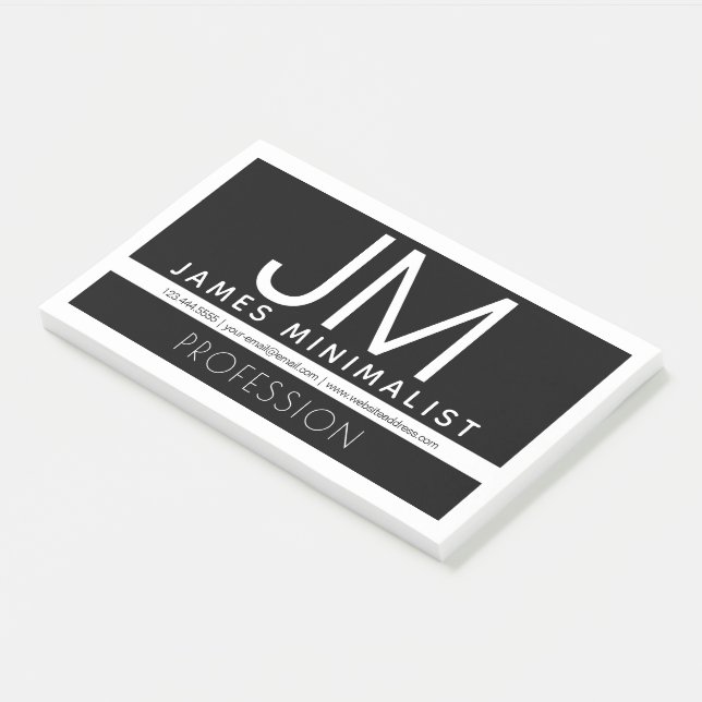 Modern Professional Minimal Design | Black & White Post-it Notes (Angled)