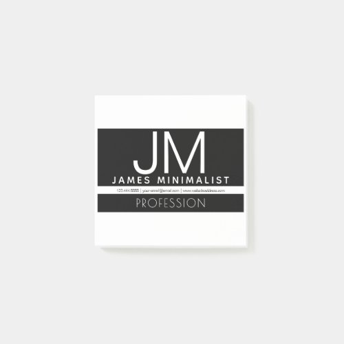 Modern Professional Minimal Design  Black  White Post_it Notes