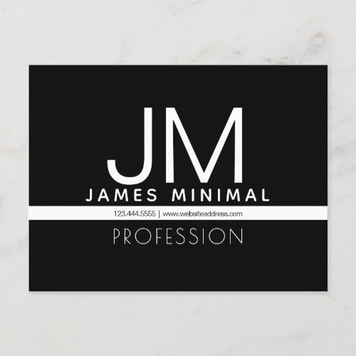 Modern Professional Minimal Design  Black  White Postcard