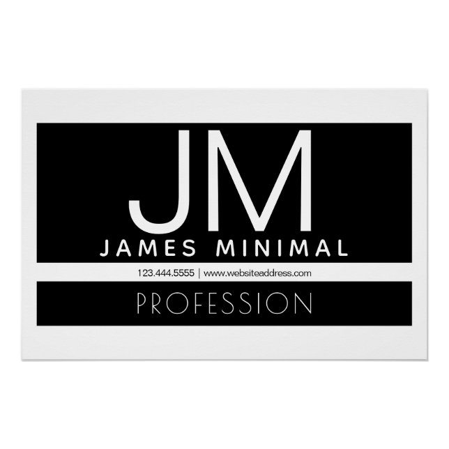 Modern Professional Minimal Design | Black & White Poster (Front)