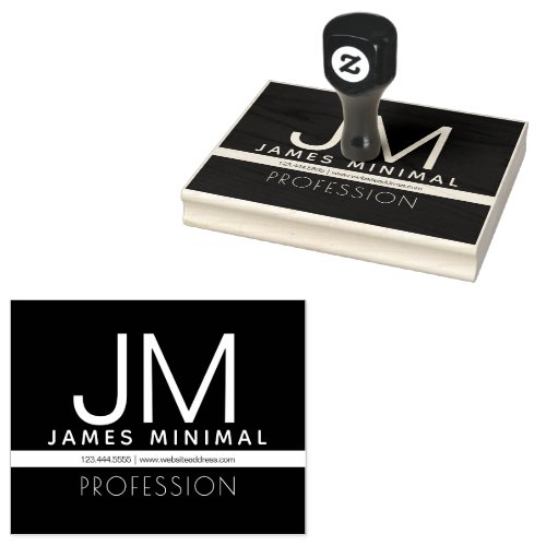 Modern Professional Minimal Design  Black  White Rubber Stamp