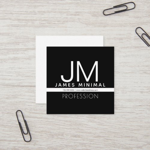 Modern Professional Minimal Design  Black  White Square Business Card