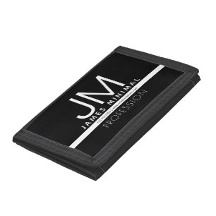 Modern Professional Minimal Design Black & White Tri-fold Wallet