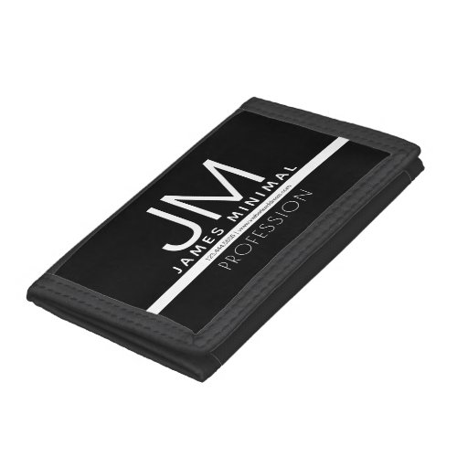 Modern Professional Minimal Design  Black  White Trifold Wallet