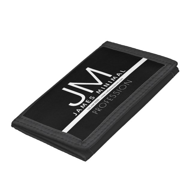 Modern Professional Minimal Design | Black & White Trifold Wallet (Bottom)