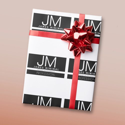 Modern Professional Minimal Design  Black  White Wrapping Paper