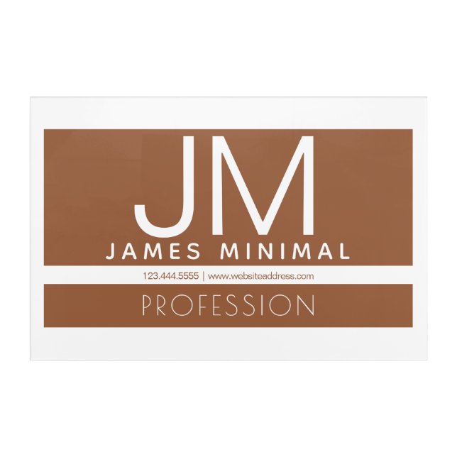 Modern Professional Minimal Design | Brown & White Acrylic Print (Front)