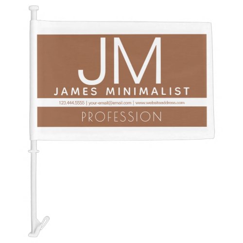 Modern Professional Minimal Design  Brown  White Car Flag