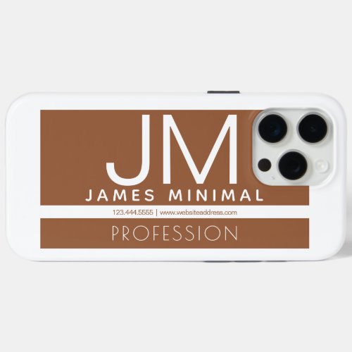 Modern Professional Minimal Design  Brown  White iPhone 15 Pro Max Case