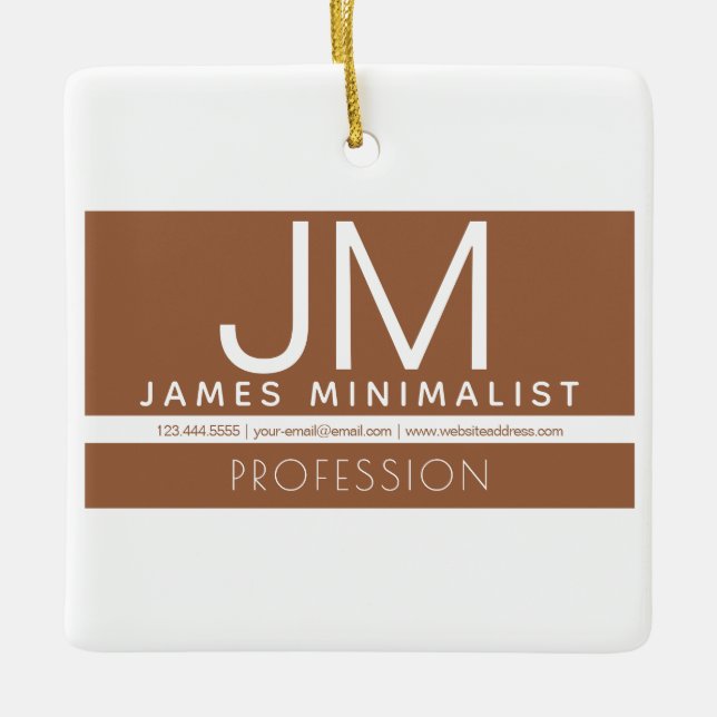 Modern Professional Minimal Design | Brown & White Ceramic Ornament (Front)