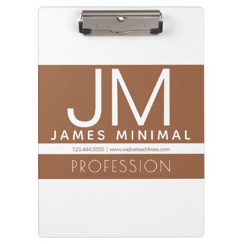 Modern Professional Minimal Design  Brown  White Clipboard