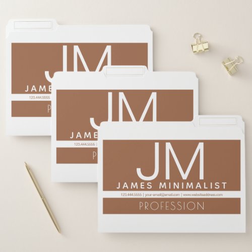 Modern Professional Minimal Design  Brown  White File Folder