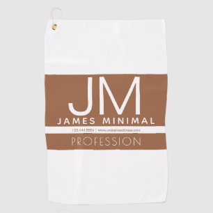 Modern Professional Minimal Design Brown & White Golf Towel
