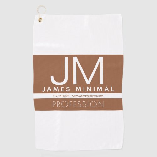 Modern Professional Minimal Design  Brown  White Golf Towel