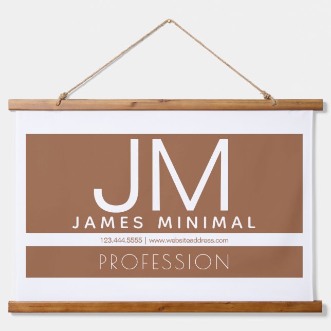 Modern Professional Minimal Design | Brown & White Hanging Tapestry (Front)