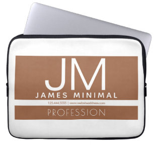 Modern Professional Minimal Design   Brown & White Laptop Sleeve