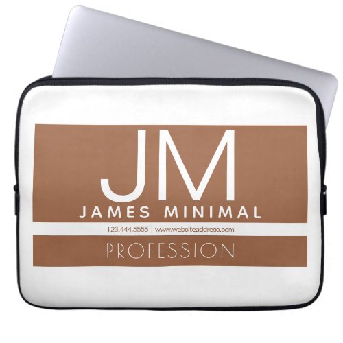 Modern Professional Minimal Design  Brown  White Laptop Sleeve