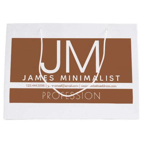 Modern Professional Minimal Design  Brown  White Large Gift Bag