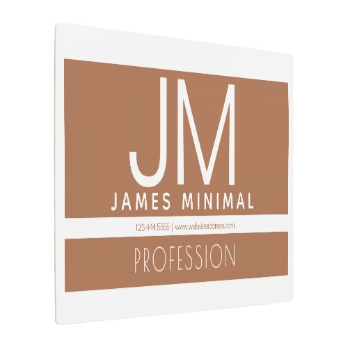 Modern Professional Minimal Design  Brown  White Metal Print