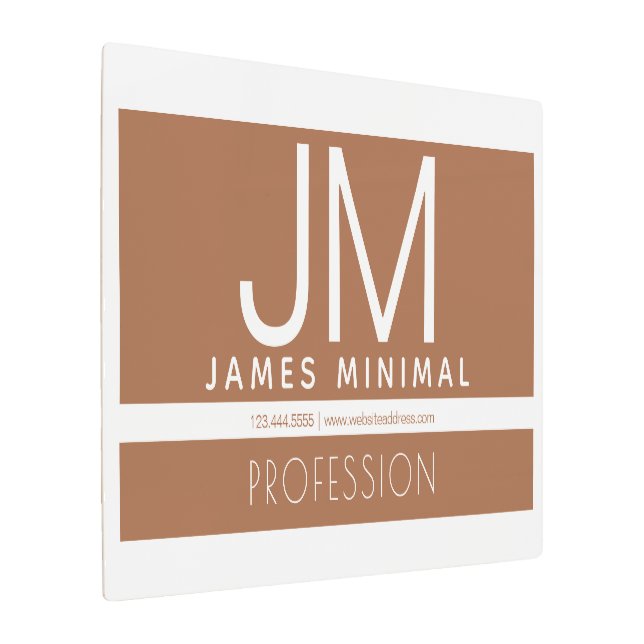 Modern Professional Minimal Design | Brown & White Metal Print (Angled)