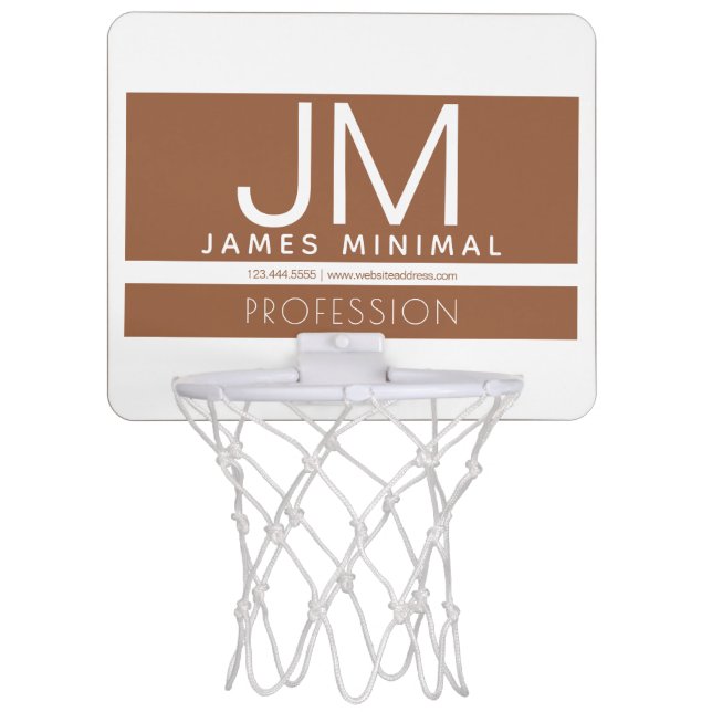 Modern Professional Minimal Design | Brown & White Mini Basketball Hoop (Front)