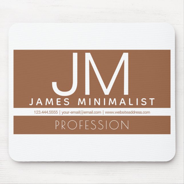Modern Professional Minimal Design | Brown & White Mouse Pad (Front)