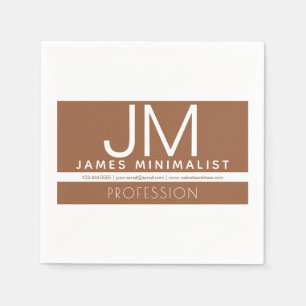 Modern Professional Minimal Design   Brown & White Napkins
