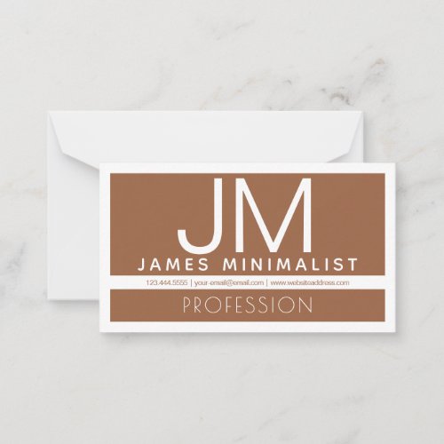 Modern Professional Minimal Design  Brown  White Note Card