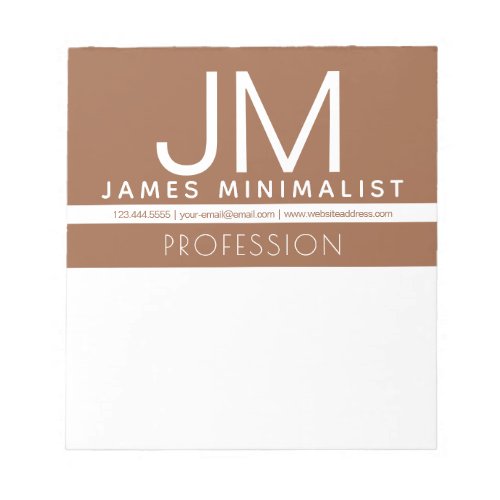 Modern Professional Minimal Design  Brown  White Notepad