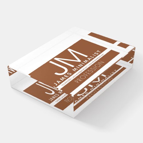 Modern Professional Minimal Design  Brown  White Paperweight