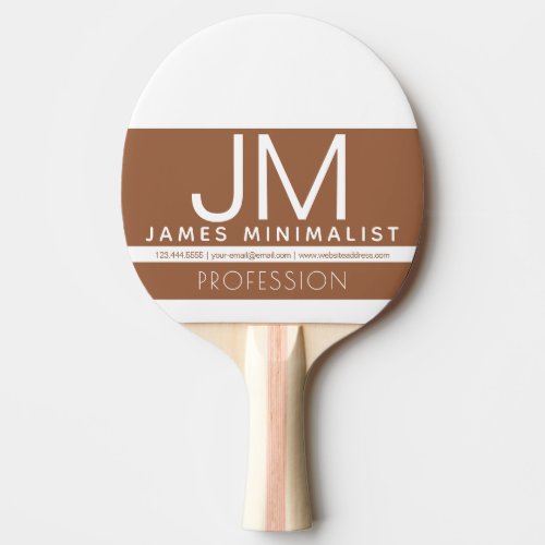 Modern Professional Minimal Design  Brown  White Ping Pong Paddle