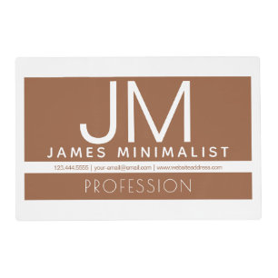 Modern Professional Minimal Design Brown & White Placemat