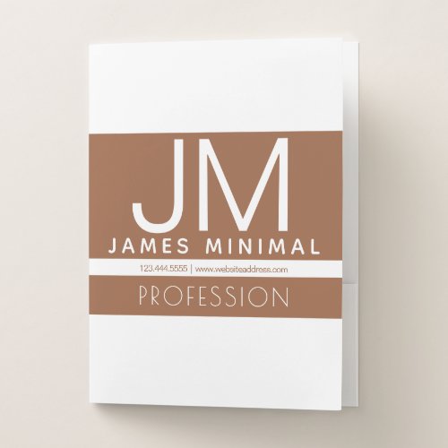 Modern Professional Minimal Design  Brown  White Pocket Folder