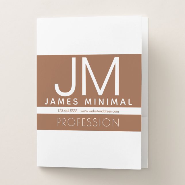 Modern Professional Minimal Design | Brown & White Pocket Folder (Front)