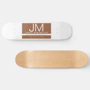 Modern Professional Minimal Design Brown & White Skateboard