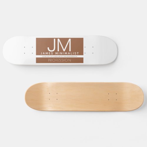 Modern Professional Minimal Design  Brown  White Skateboard