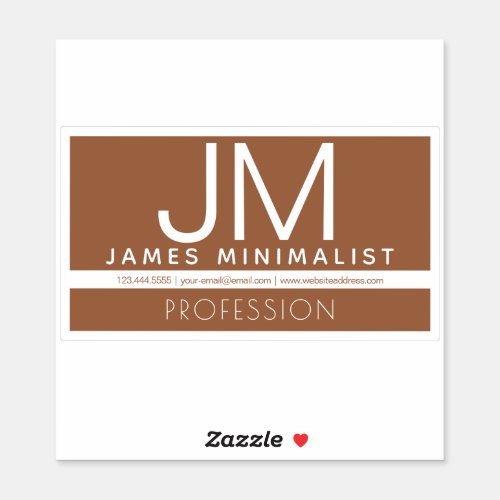 Modern Professional Minimal Design  Brown  White Sticker