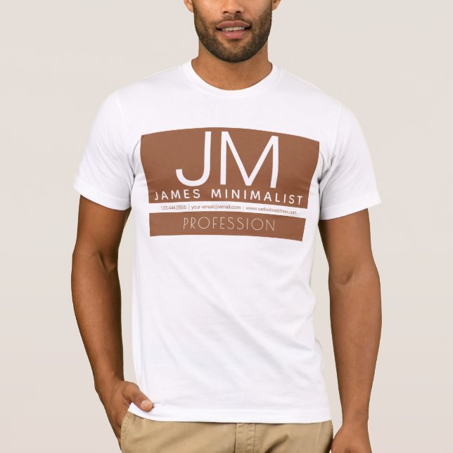Modern Professional Minimal Design | Brown & White T-Shirt (Front)