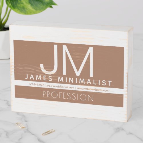 Modern Professional Minimal Design  Brown  White Wooden Box Sign