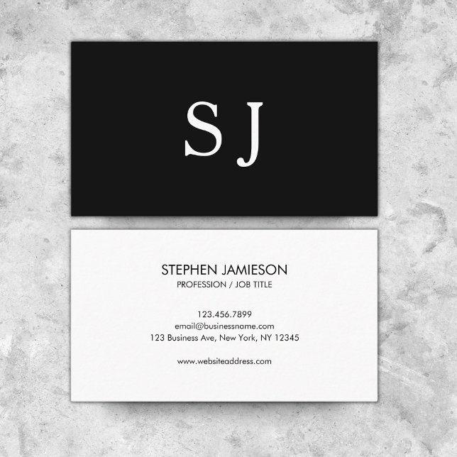 Modern Professional Minimalist Black White  Business Card (Creator Uploaded)