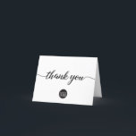 Modern Professional Minimalist Business Logo Thank You Card<br><div class="desc">Personalize this simple and easy to use thank you folded card template with your company's logo,  message,  name,  and social media handles. Let your clients,  customers,  patrons know you are grateful for their support during these uncertain times. Featuring a printed modern "thank you" script with long-tailed embellishments on white.</div>