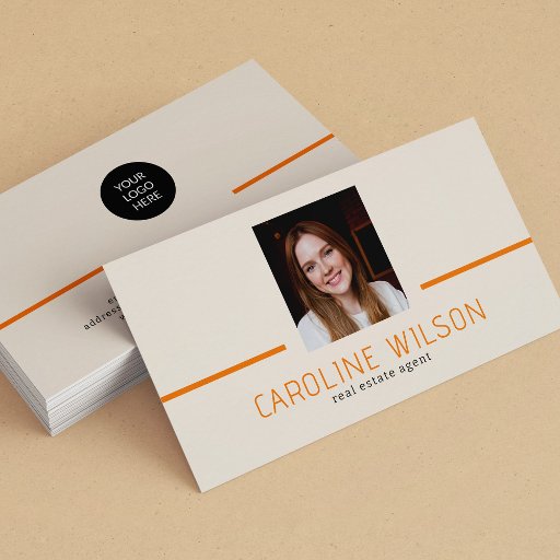 Customizable Modern professional minimalist chic logo photo business card